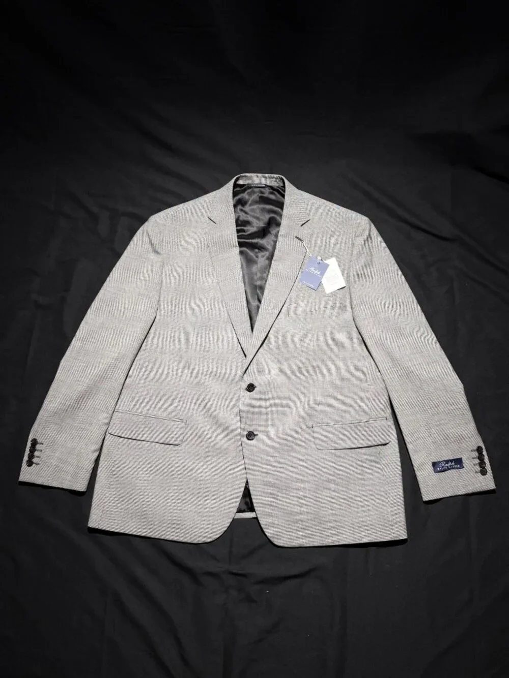 NWT Ralph by Ralph Lauren 2pc Suit 50R 45W BlK/White Houndstooth Wool Unaltered